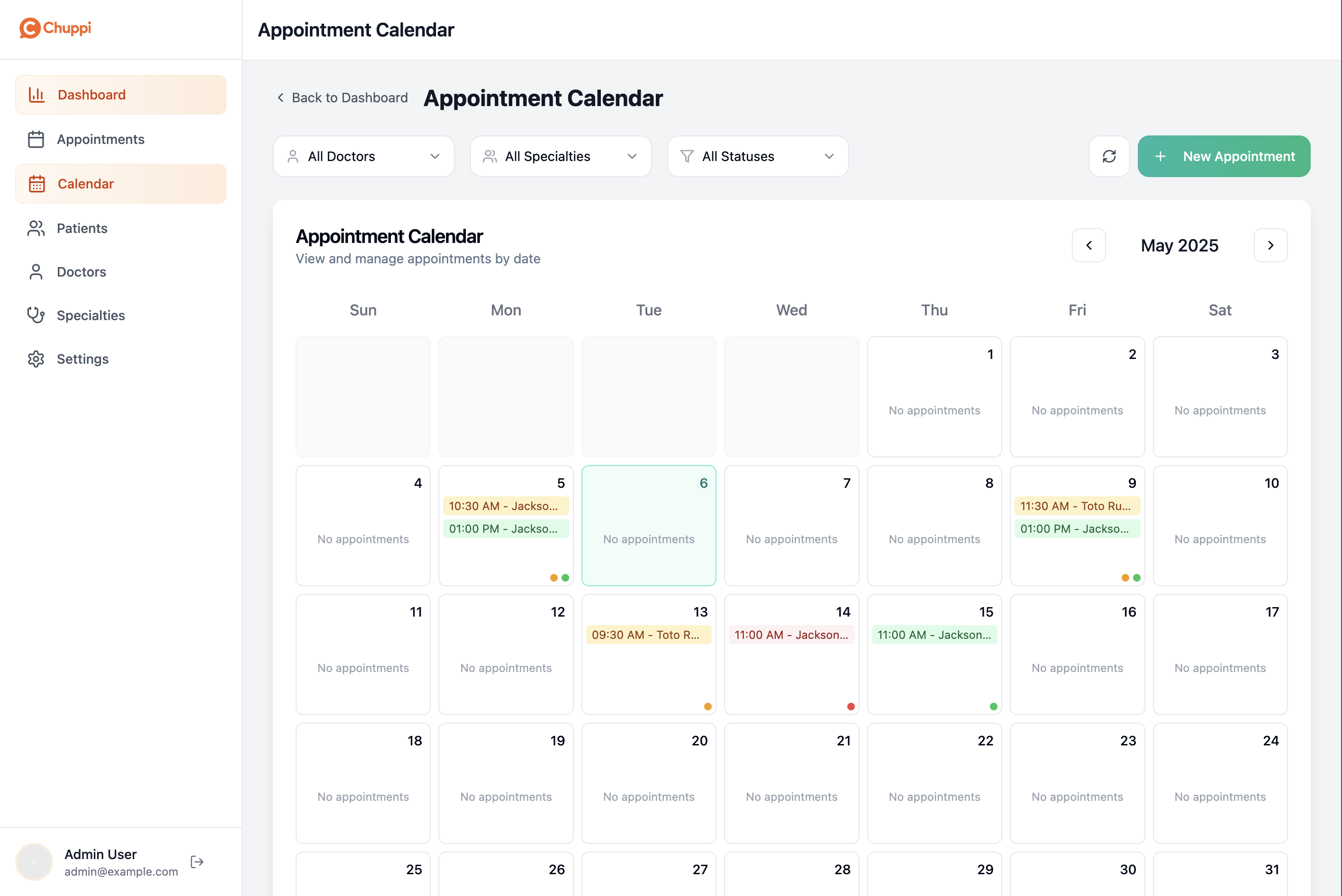 Chuppi Appointment Calendar